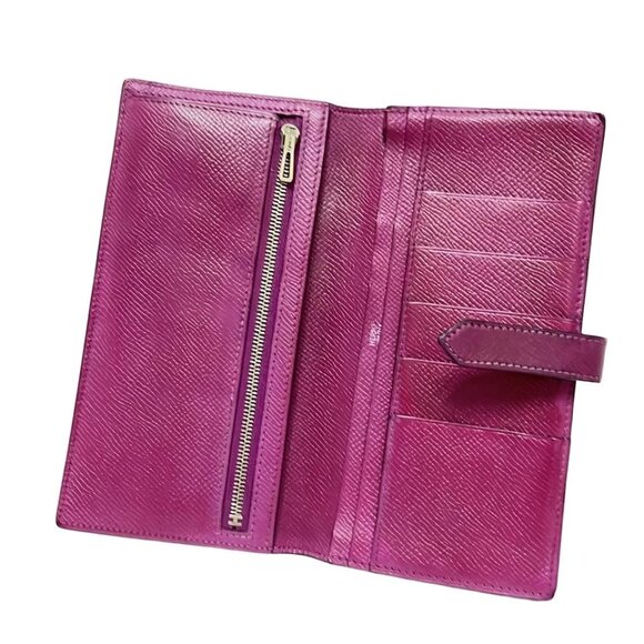 HERMES Bearn Souffle - Anemone Veau Epsom square K Long Wallet 350-050925 - Picture 3 of 5